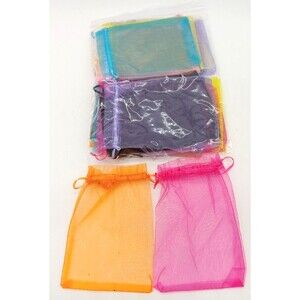 25 pcs Assorted Color Organza Bags 5x7 inches Mesh Drawstring Gift Jewelry Bags